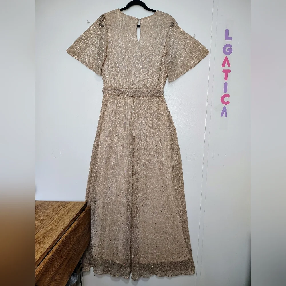 Baltic Born Shimmering Champagne Maxi Dress Size L - Picture 4 of 16